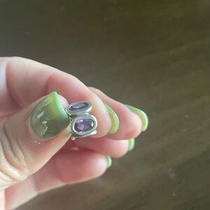 Pandora Silver Ring with Purple Gemstones